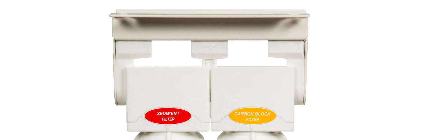 Twin head & bracket for use with swing and twist filter cartridges