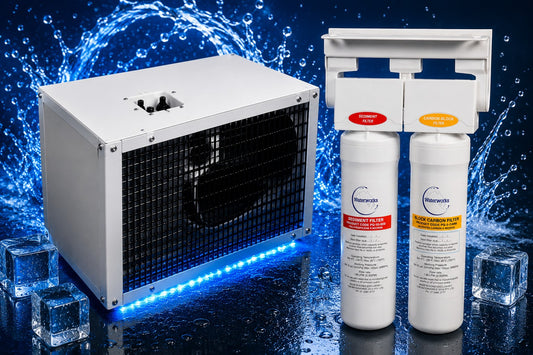 IC8 under bench water chiller with twin sediment and carbon filter system